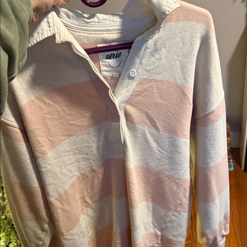 Aerie Soft Pink and Cream Striped Top